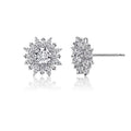 LUX GEM Sterling Silver Flower Halo Stud Earrings