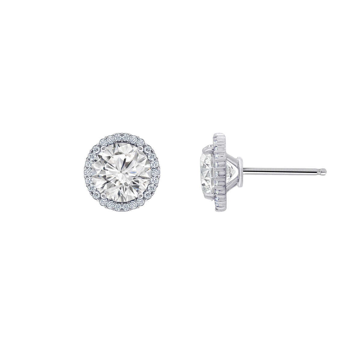 LUX GEM Sterling Silver Halo Earrings