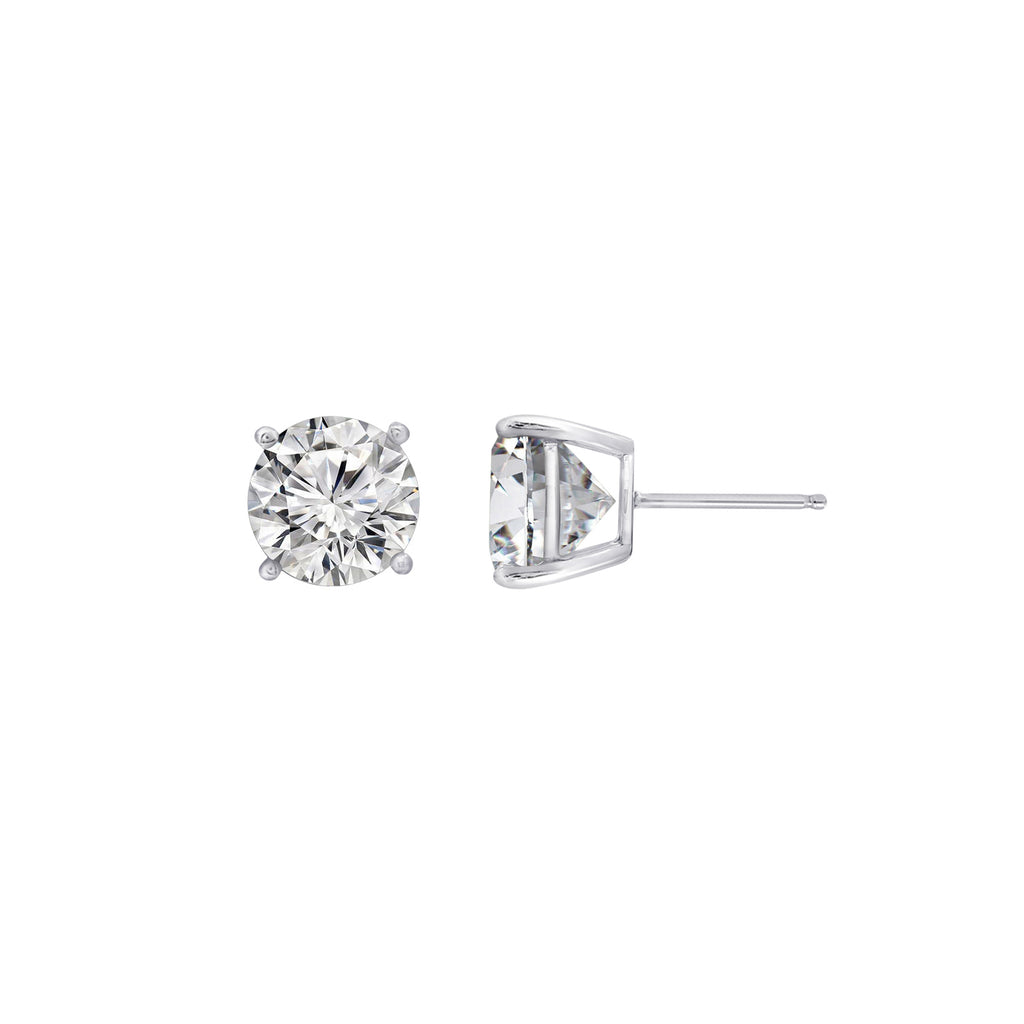 LUX GEM Sterling Silver 6ct Solitaire Stud Earrings