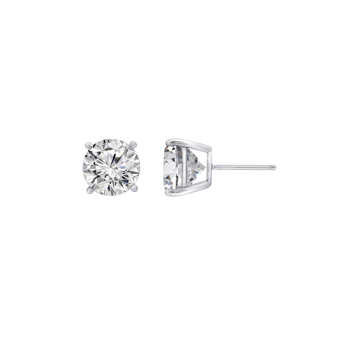 LUX GEM Sterling Silver 6ct Solitaire Stud Earrings