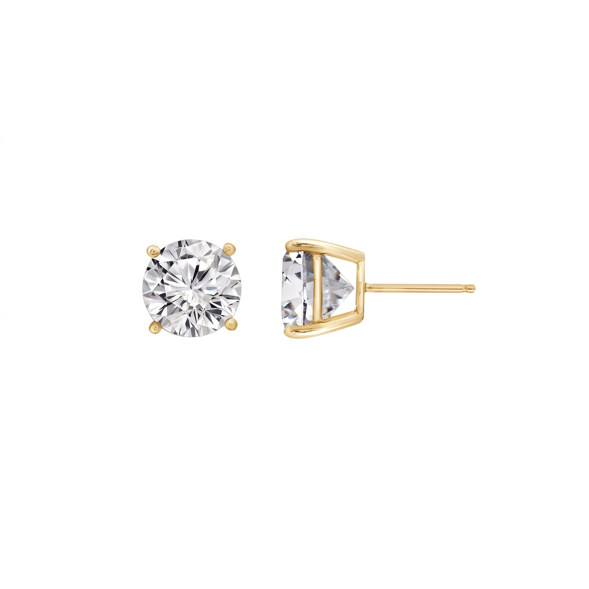 LUX GEM Sterling Silver 6ct Solitaire Stud Earrings