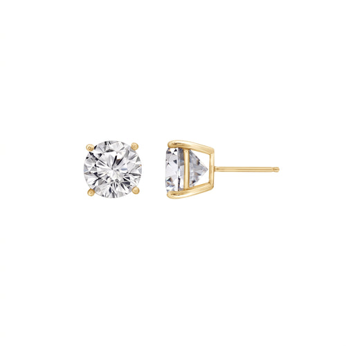LUX GEM Sterling Silver 6ct Solitaire Stud Earrings