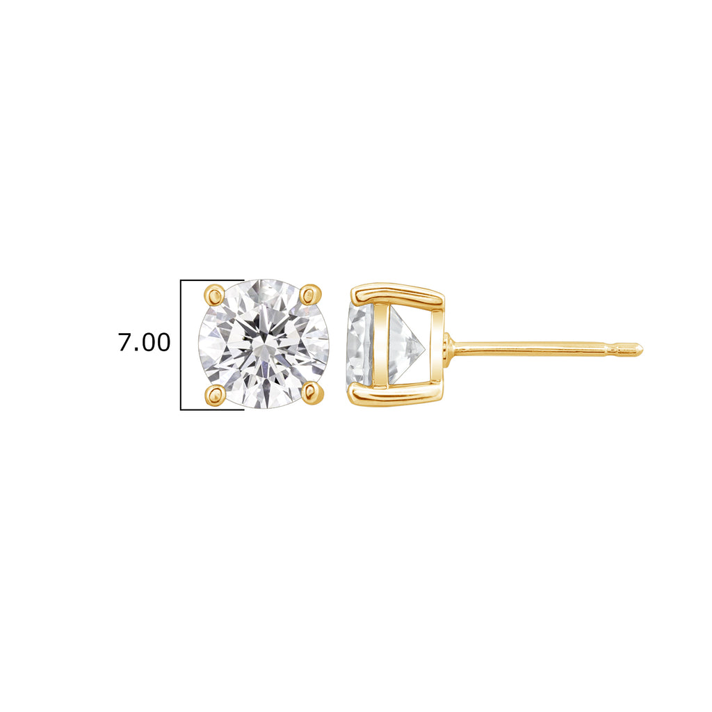 LUX GEM Sterling Silver Round Brilliant Solitaire Stud Earrings