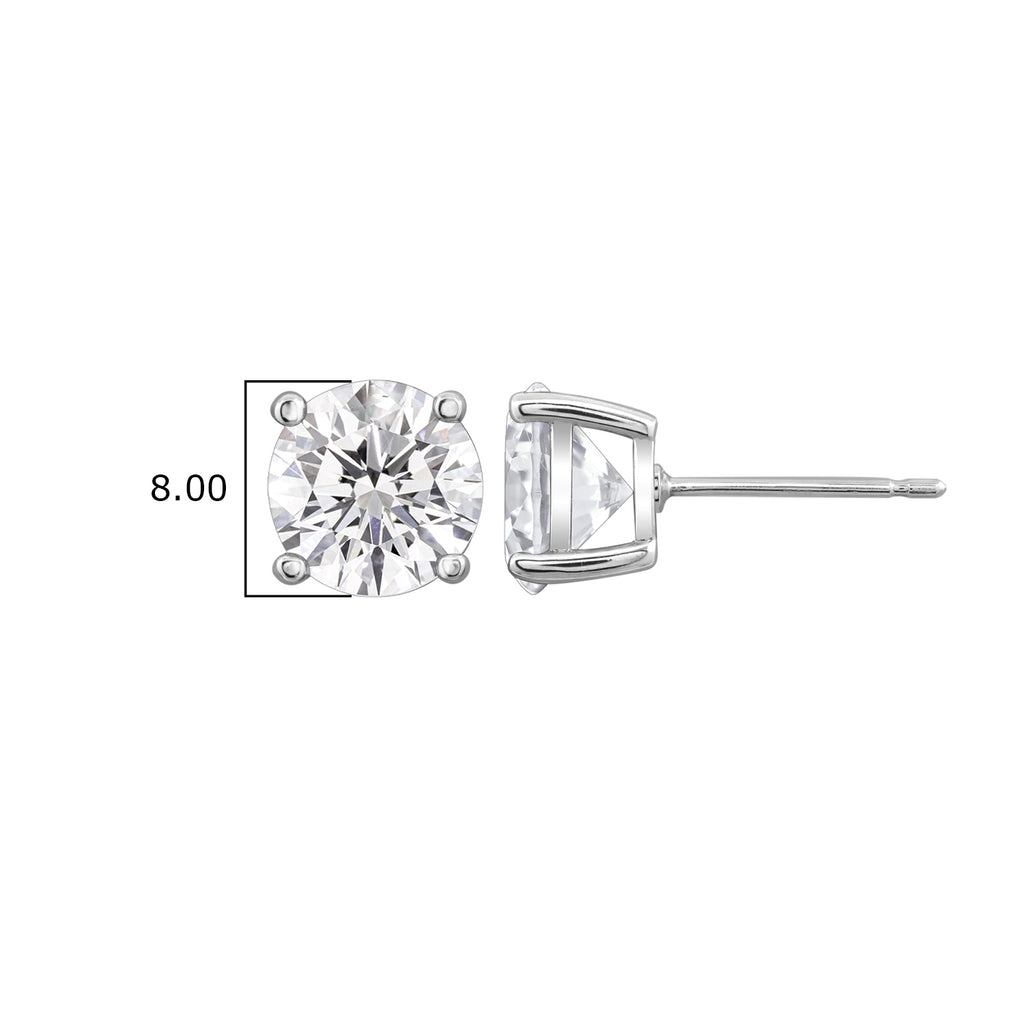 LUX GEM Sterling Silver Round Brilliant Solitaire Stud Earrings