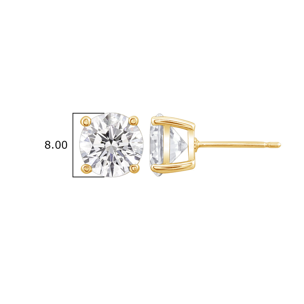 LUX GEM Sterling Silver Round Brilliant Solitaire Stud Earrings