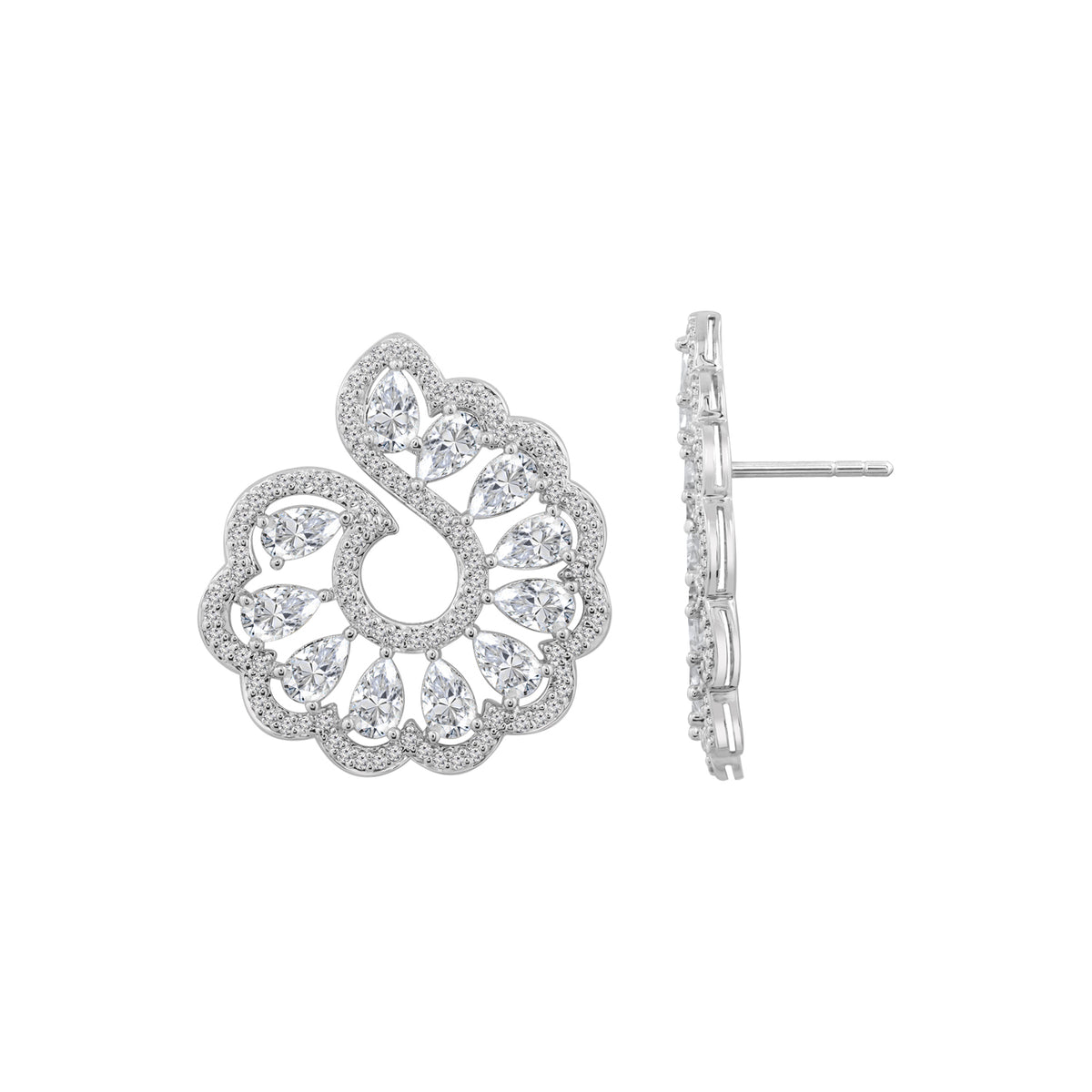 LUX GEM Sterling Silver Twisted Halo Earrings