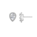LUX GEM Sterling Silver Halo Pear Earrings
