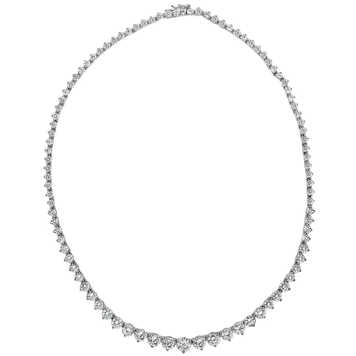 LUX GEM Sterling Silver Classics Graduated Tennis Necklace