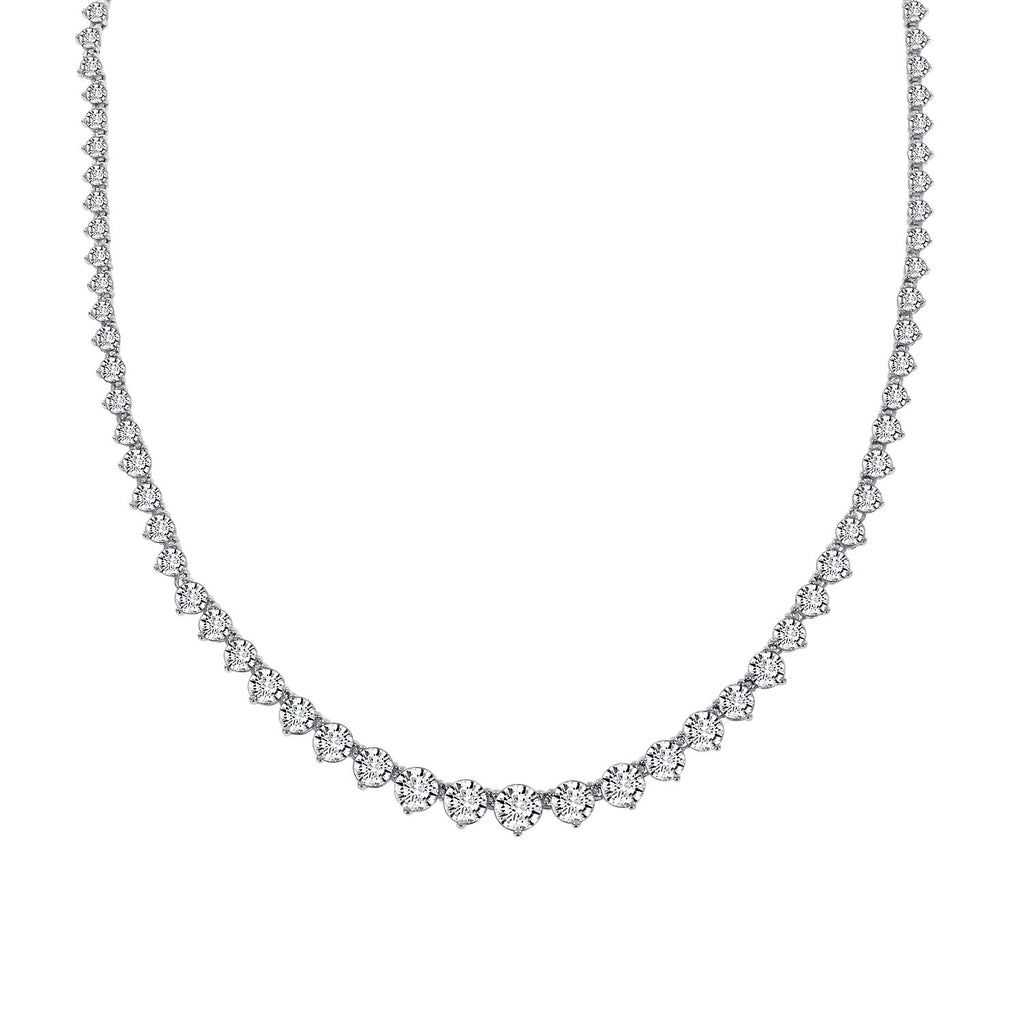 LUX GEM Sterling Silver Classics Graduated Tennis Necklace