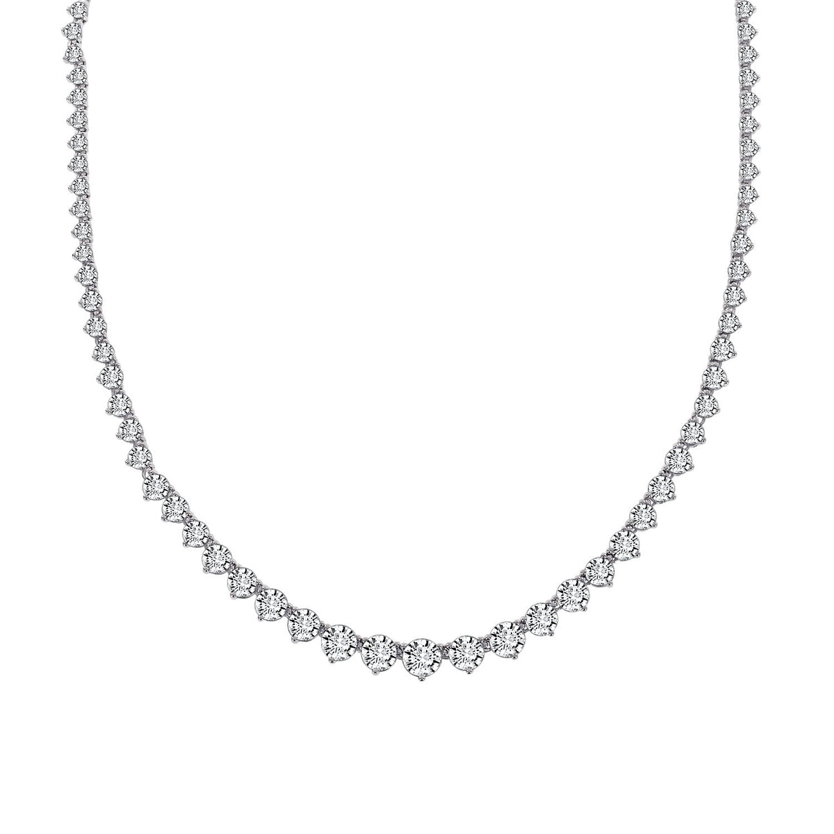 LUX GEM Sterling Silver Classics Graduated Tennis Necklace