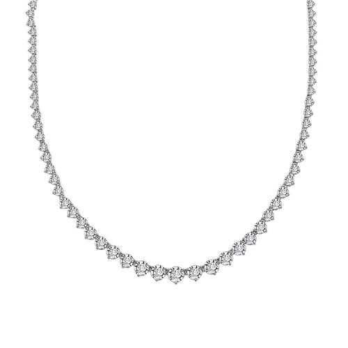 LUX GEM Sterling Silver Classics Graduated Tennis Necklace