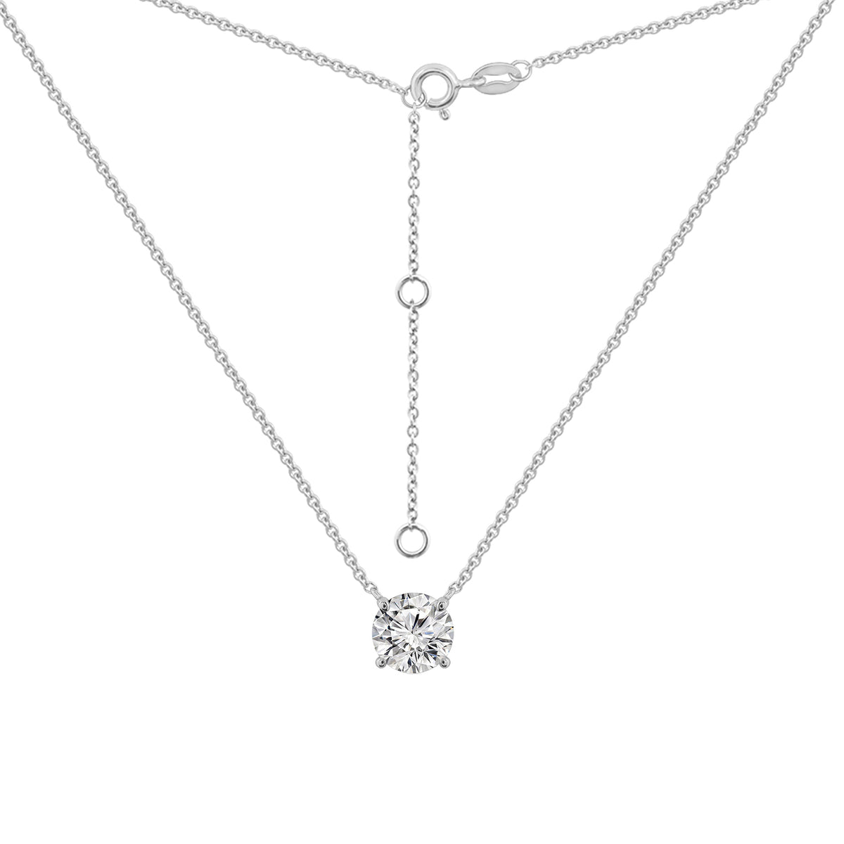 LUX GEM Sterling Silver Solitaire Pendant Necklace