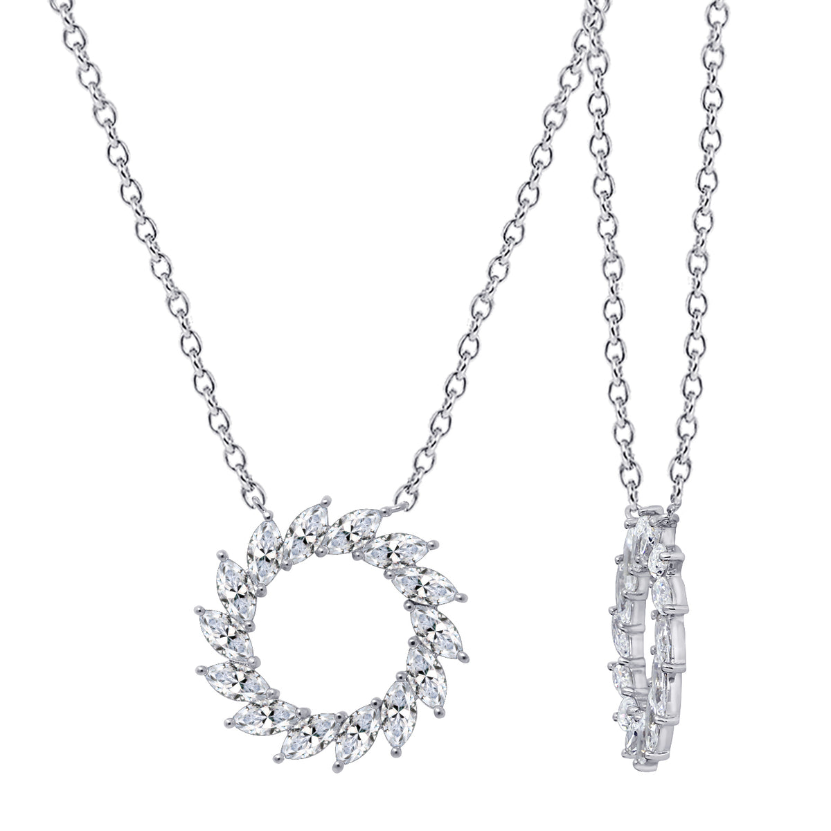 LUX GEM Sterling Silver Open Sun Pendant Necklace