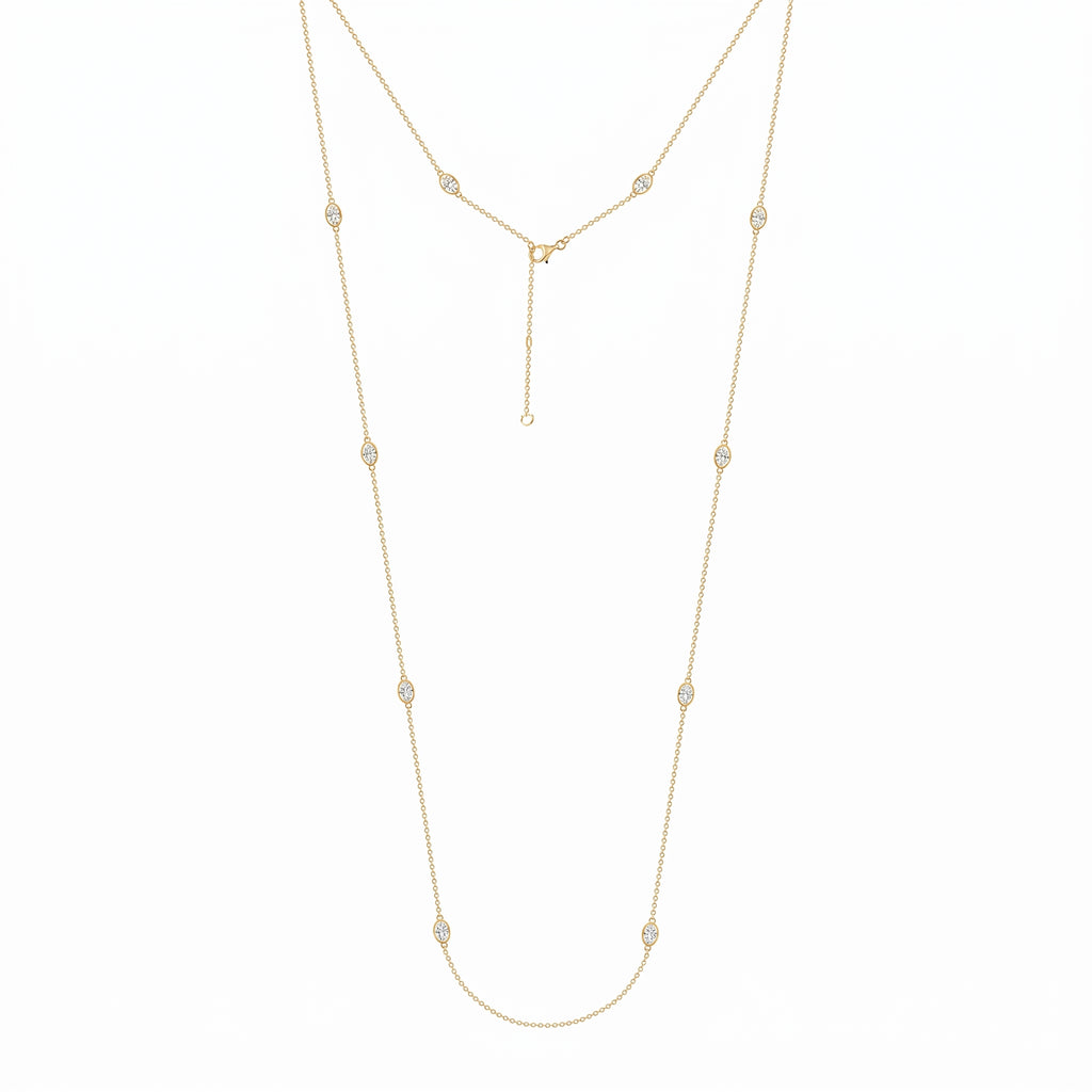 LUX GEM Sterling Silver Oval Station Necklace