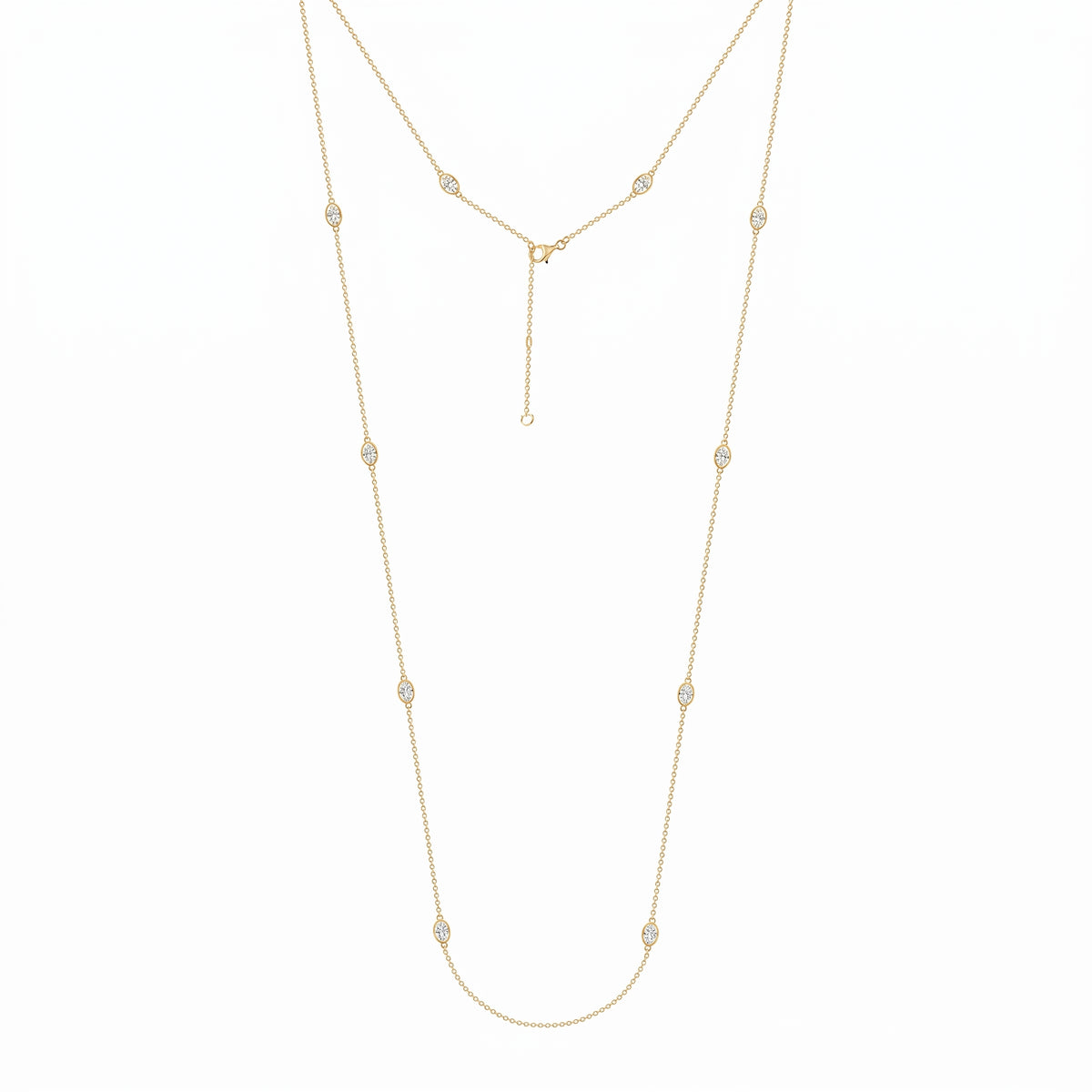 LUX GEM Sterling Silver Oval Station Necklace