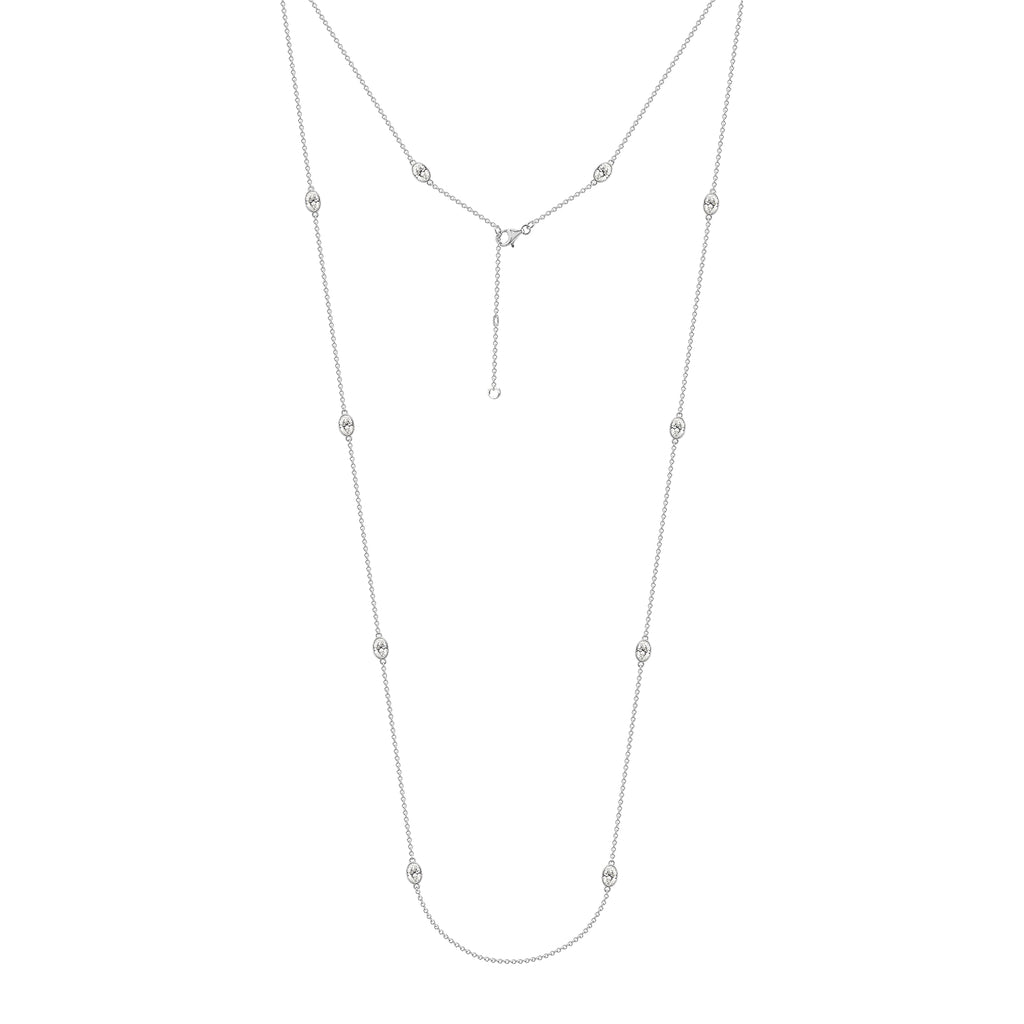 LUX GEM Sterling Silver Oval Station Necklace