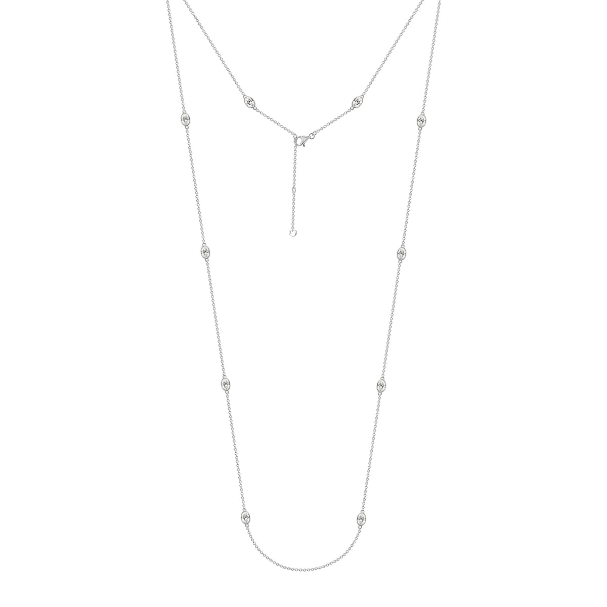 LUX GEM Sterling Silver Oval Station Necklace