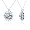 LUX GEM Sterling Silver Flower Halo Pendant Necklace