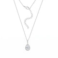 LUX GEM Sterling Silver Halo Pear Pendant Necklace