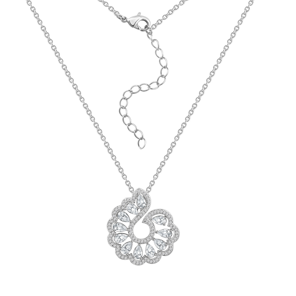 LUX GEM Sterling Silver Twisted Halo Necklace