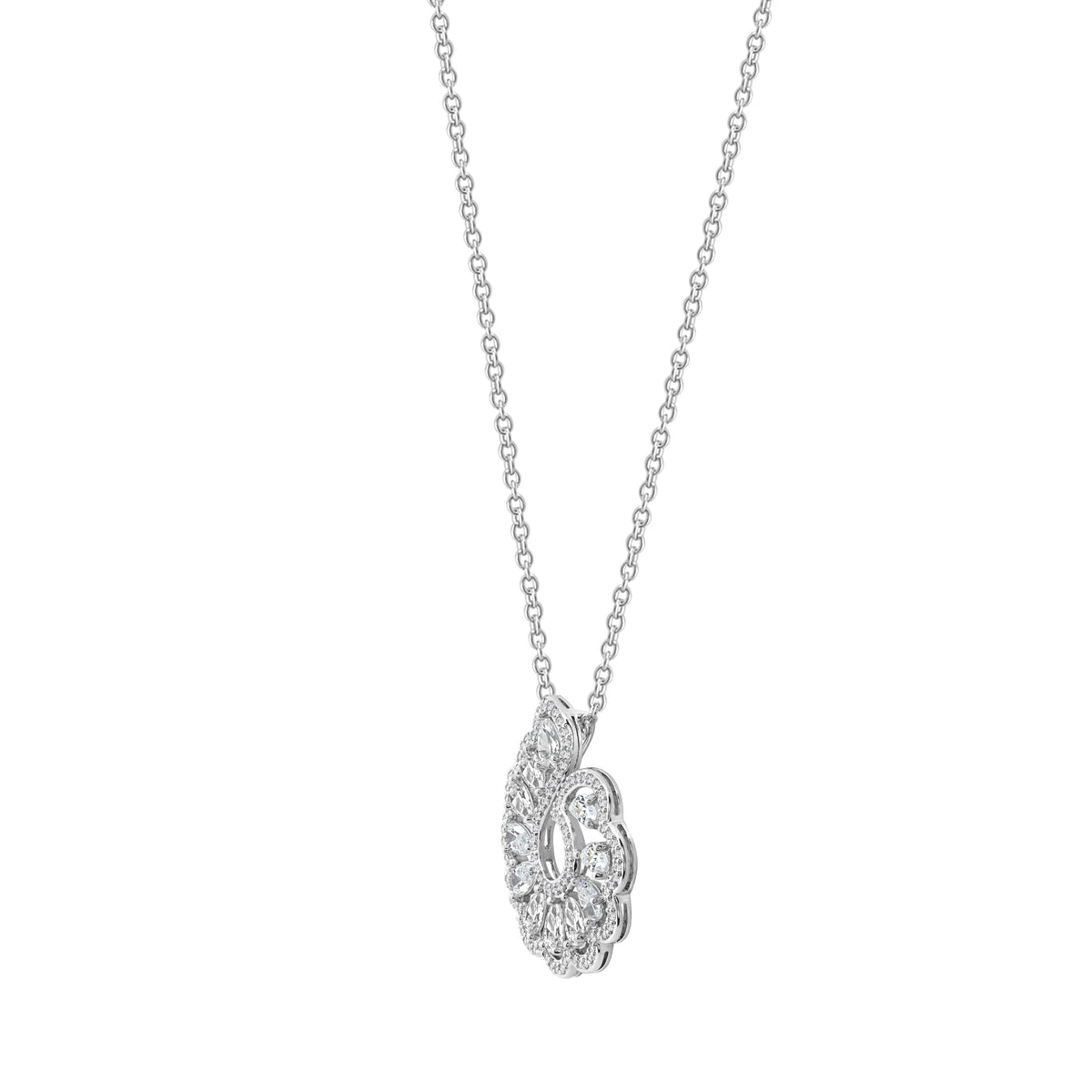LUX GEM Sterling Silver Twisted Halo Necklace