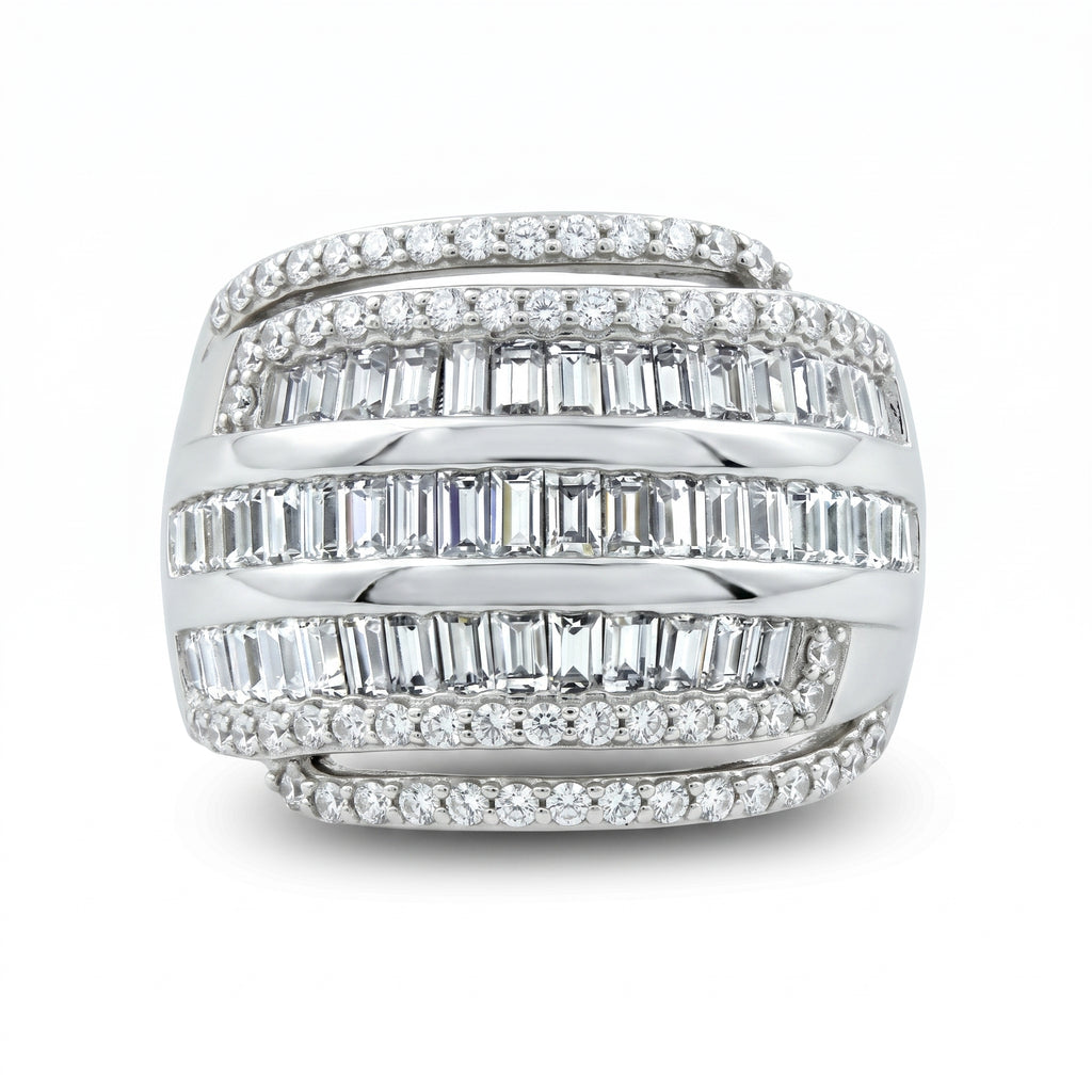 LUX GEM Sterling Silver Multi-Row Dome Ring