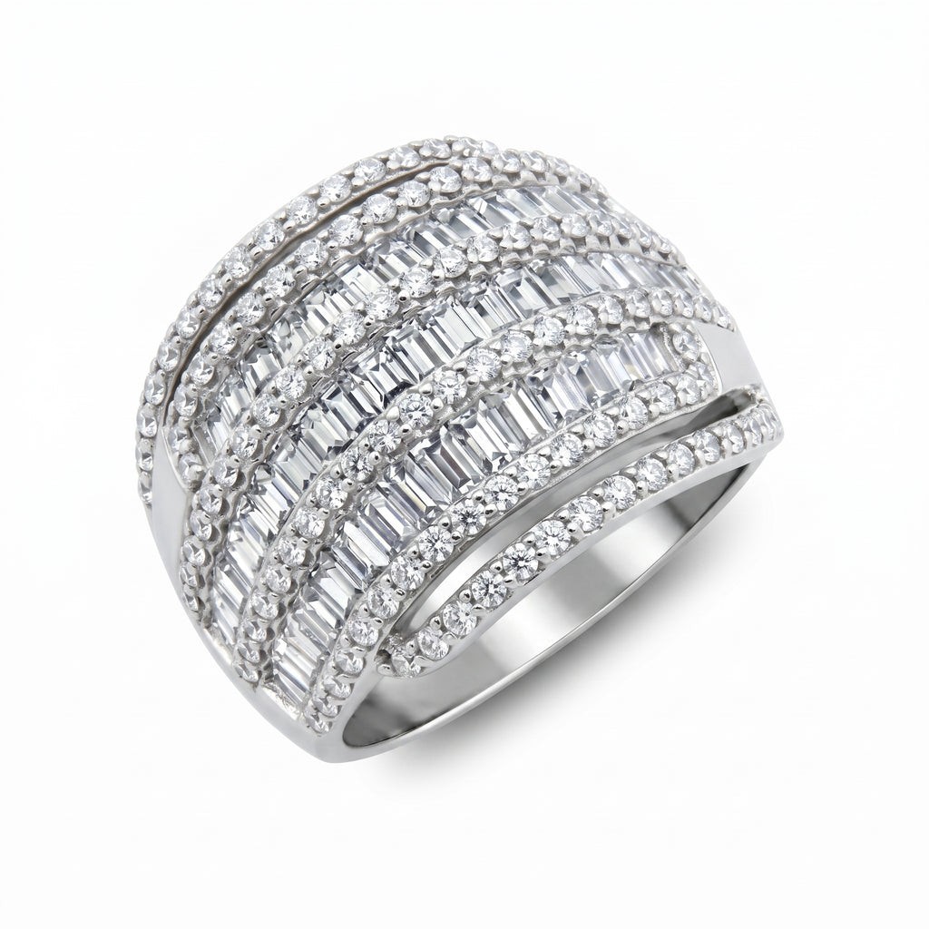 LUX GEM Sterling Silver Multi-Row Dome Ring
