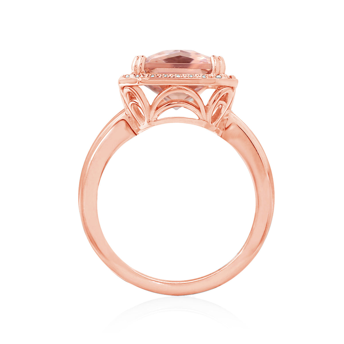 LUX GEM Sterling Silver Emerald cut Morganite Ring