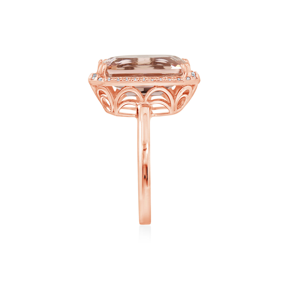 LUX GEM Sterling Silver Emerald cut Morganite Ring
