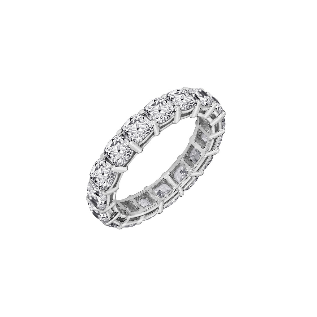 LUX GEM Sterling Silver Cushion-cut Eternity Ring