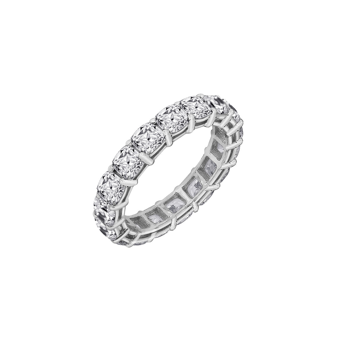 LUX GEM Sterling Silver Cushion-cut Eternity Ring