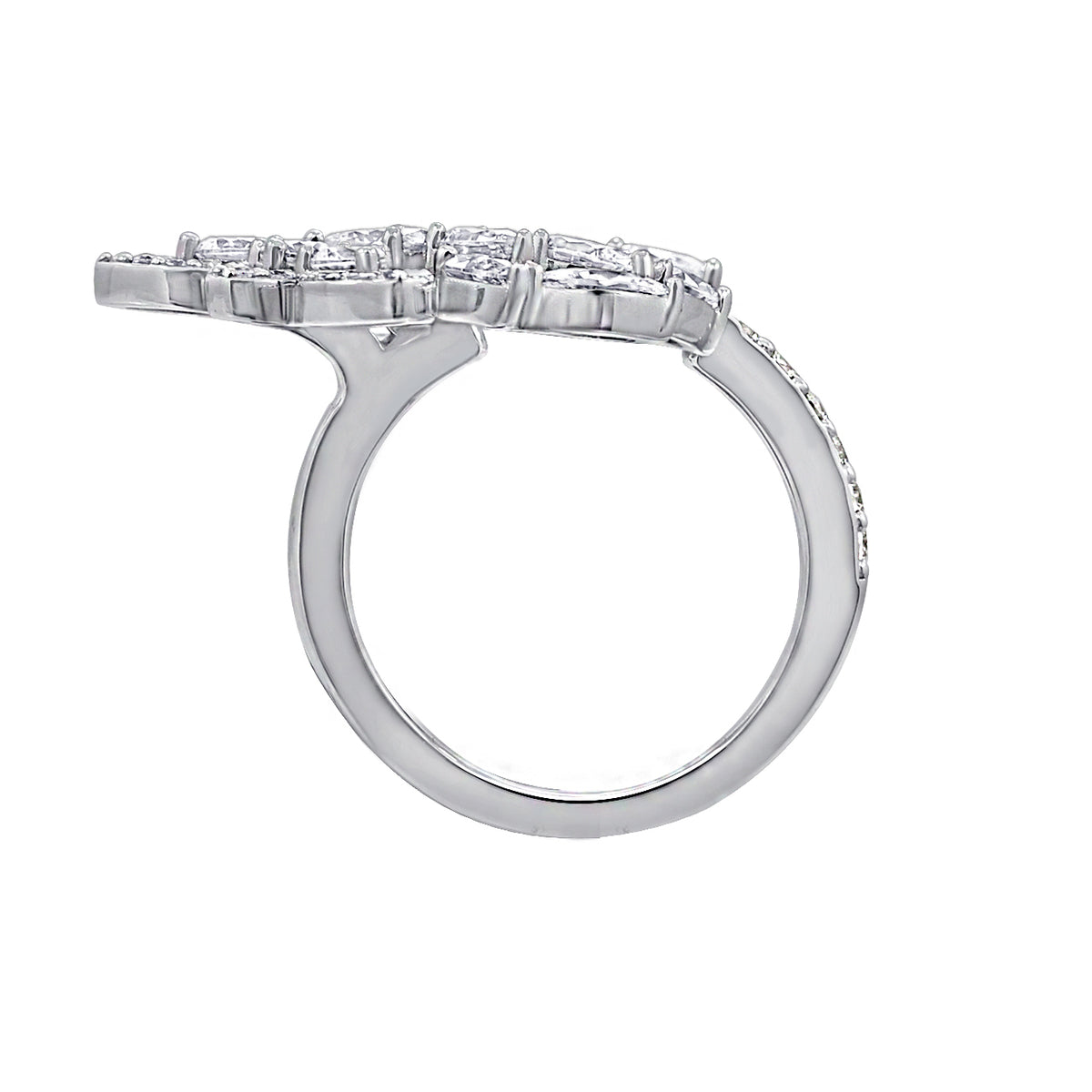 LUX GEM Sterling Silver Floral Vine Cluster Ring